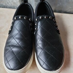 Donald J Pliner Selene Black Leather Slip Ons